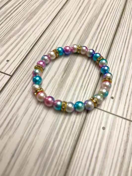 Pink/Purple/Gold Beaded Bracelet