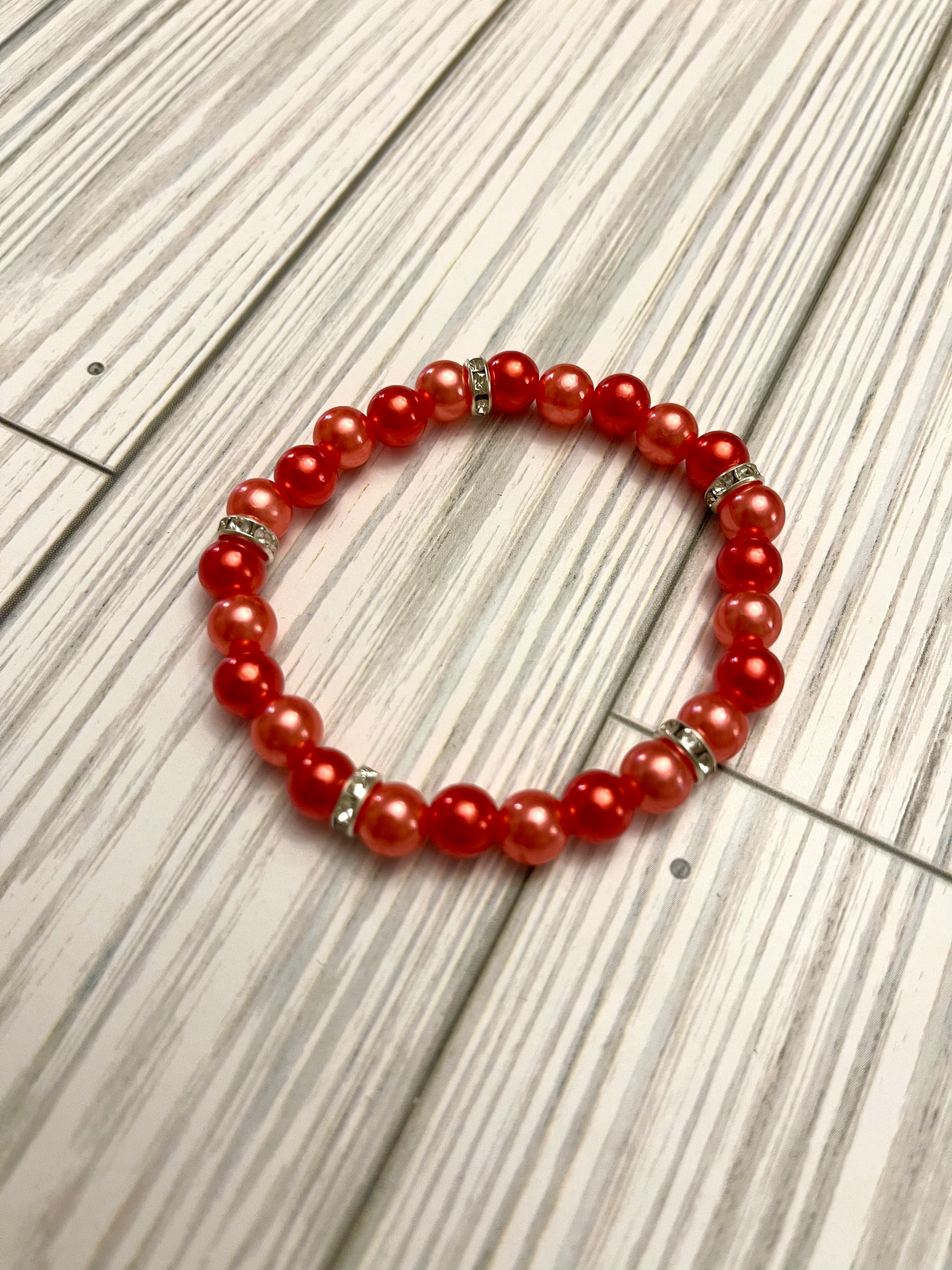 Red/Silver Beaded Bracelet